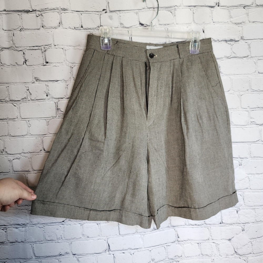 12 vintage houndstooth pleated long shorts